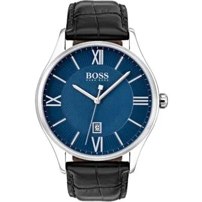 Hugo Boss Watch Men Black Leather Governor 1513553