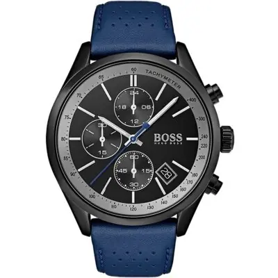 Hugo Boss Watch Men Blue Leather Grand Prix 1513563