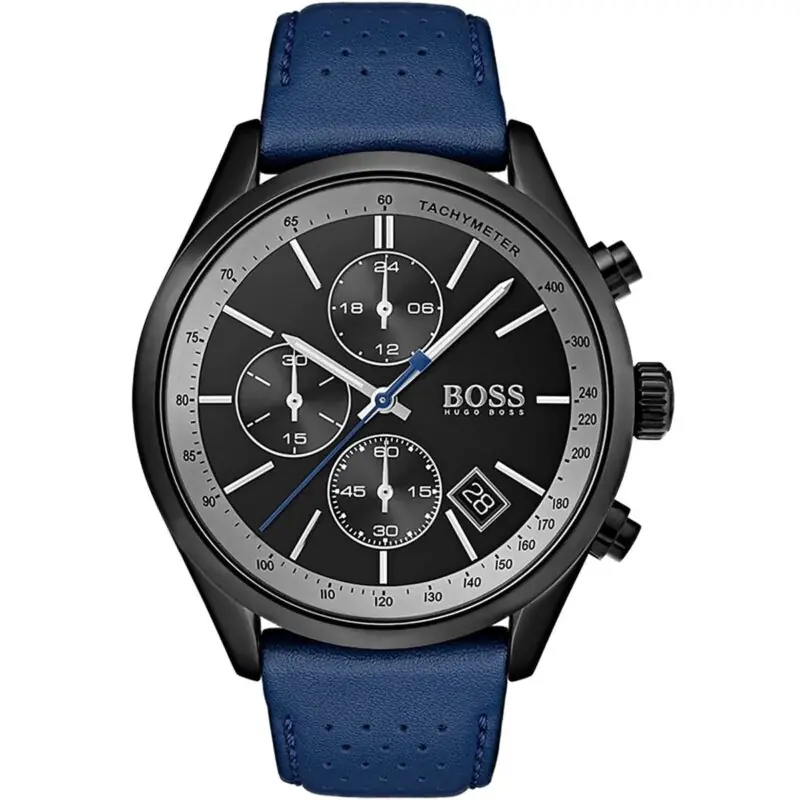 Hugo Boss Watch Men Blue Leather Grand Prix 1513563