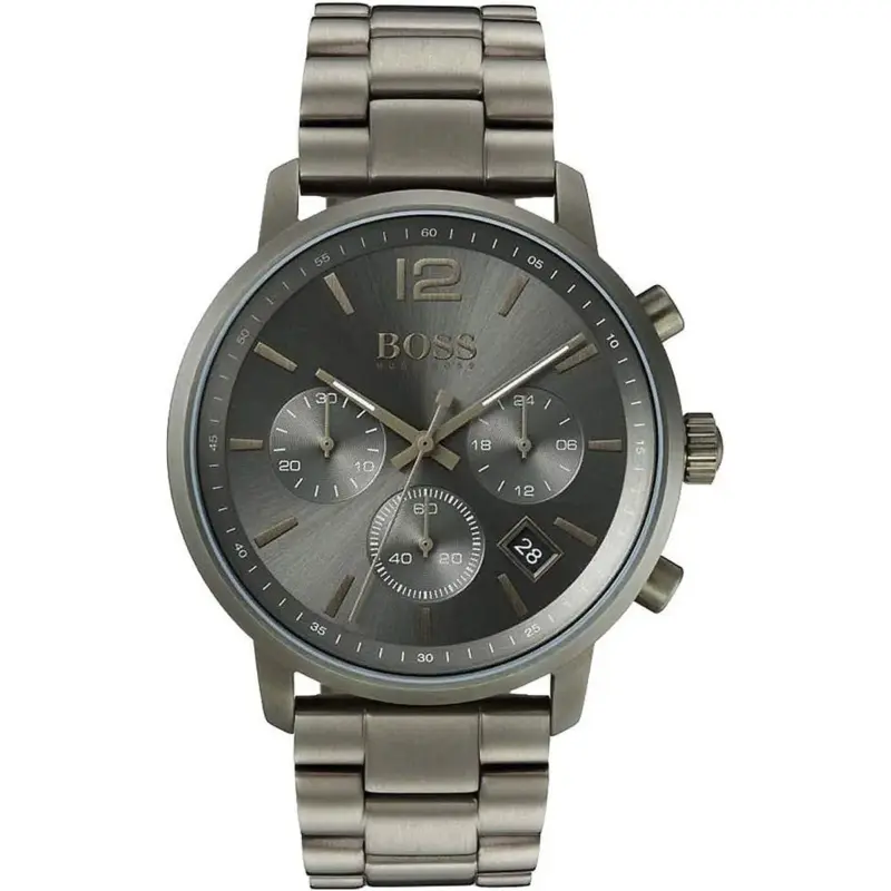 Hugo Boss Watch Men Gray Dial Metal Stainless Strap Quartz Battery Analog Chronograph Attitude 1513610