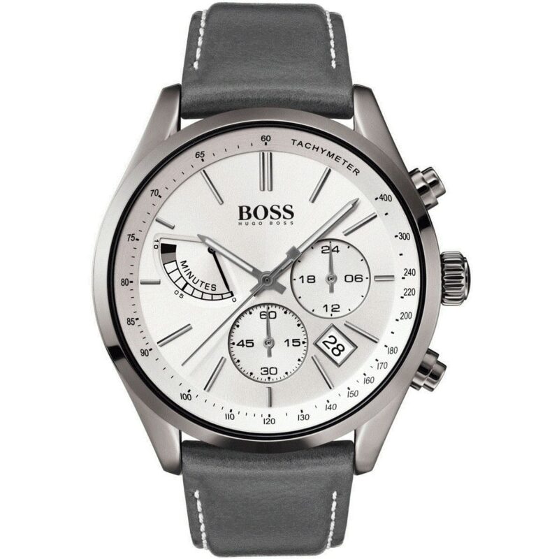 Hugo Boss Watch Men Gray Leather Grand Prix 1513633