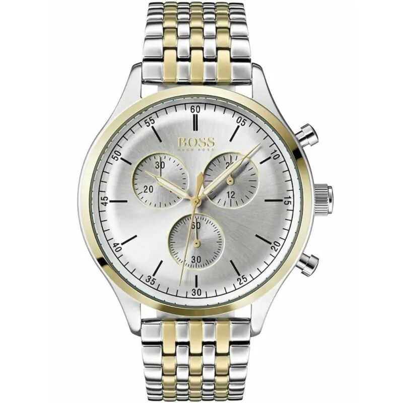 Hugo Boss Watch Men Gold Silver Metal Companion 1513654