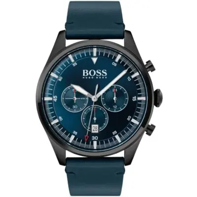 Hugo Boss Watch Men Blue Leather Pioneer 1513711