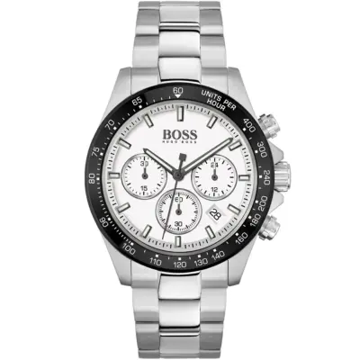 Hugo Boss Watch Men White Dial Metal Stainless Silver Strap Quartz Battery Analog Chronograph Hero 1513875