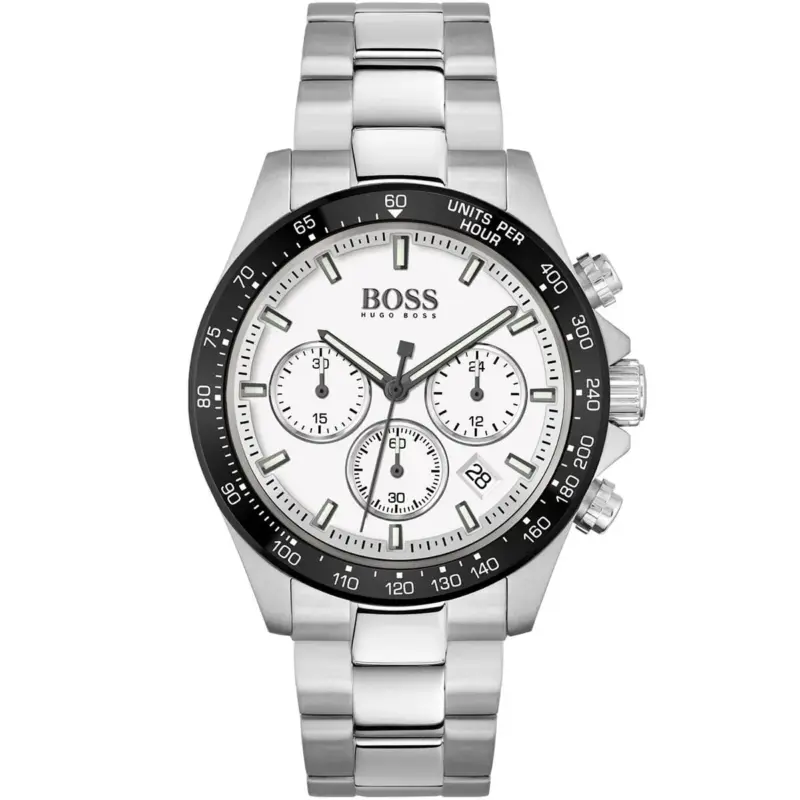 Hugo Boss Watch Men White Dial Metal Stainless Silver Strap Quartz Battery Analog Chronograph Hero 1513875