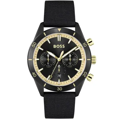Hugo Boss Watch Men Black Dial Multi Strap Quartz Battery Analog Chronograph Santiago 1513935