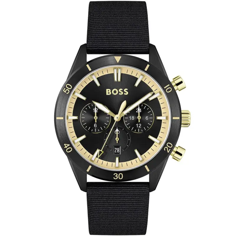 Hugo Boss Watch Men Black Dial Multi Strap Quartz Battery Analog Chronograph Santiago 1513935