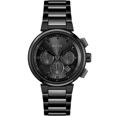 Hugo Boss Watch Men Black Dial Metal Stainless Strap Quartz Battery Analog Chronograph One 1514001