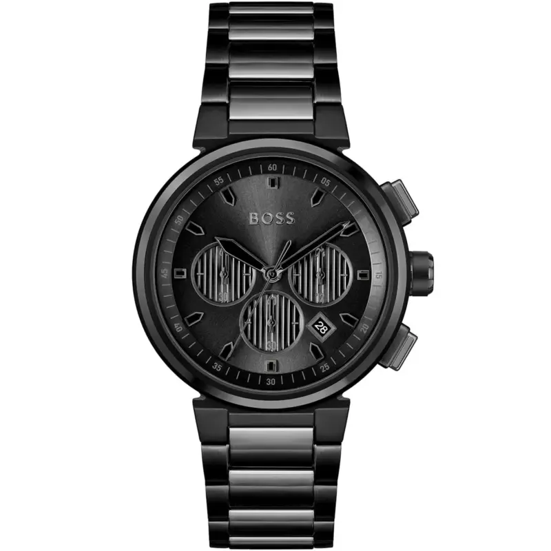 Hugo Boss Watch Men Black Dial Metal Stainless Strap Quartz Battery Analog Chronograph One 1514001