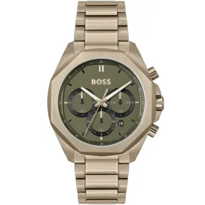 Hugo Boss Watch Men Gray Dial Metal Stainless Bronze Strap Quartz Battery Analog Chronograph Cloud 1514019