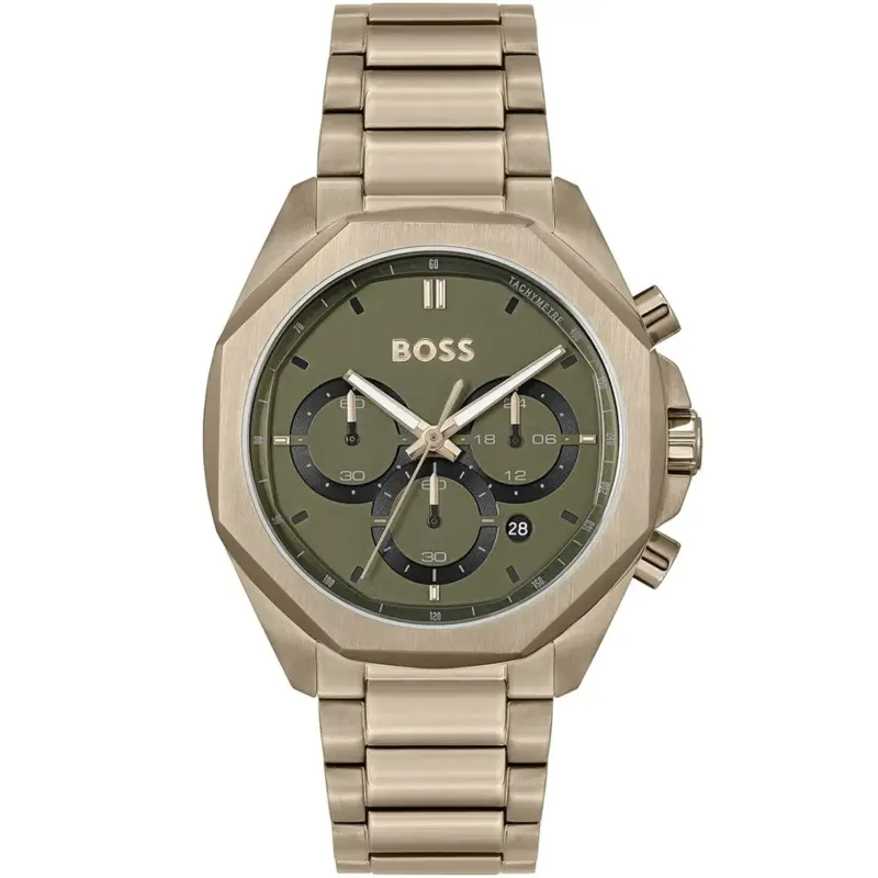 Hugo Boss Watch Men Gray Dial Metal Stainless Bronze Strap Quartz Battery Analog Chronograph Cloud 1514019