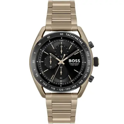 Hugo Boss Watch Chronograph 10bar 330ft Men Black Dial Metal Stainless Gold Strap Quartz Battery Analog Centre Court 1514027