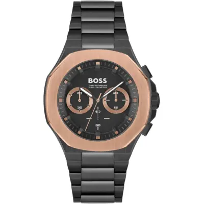 Hugo Boss Watch Men Black Dial Metal Stainless Strap Quartz Battery Analog Three Hand Taper 1514090