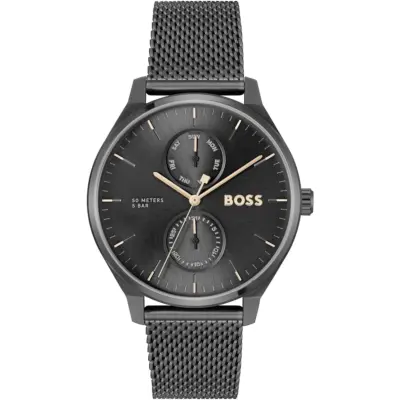 Hugo Boss Watch Men Black Dial Metal Stainless Strap Quartz Battery Analog Three Hand Tyler 1514105