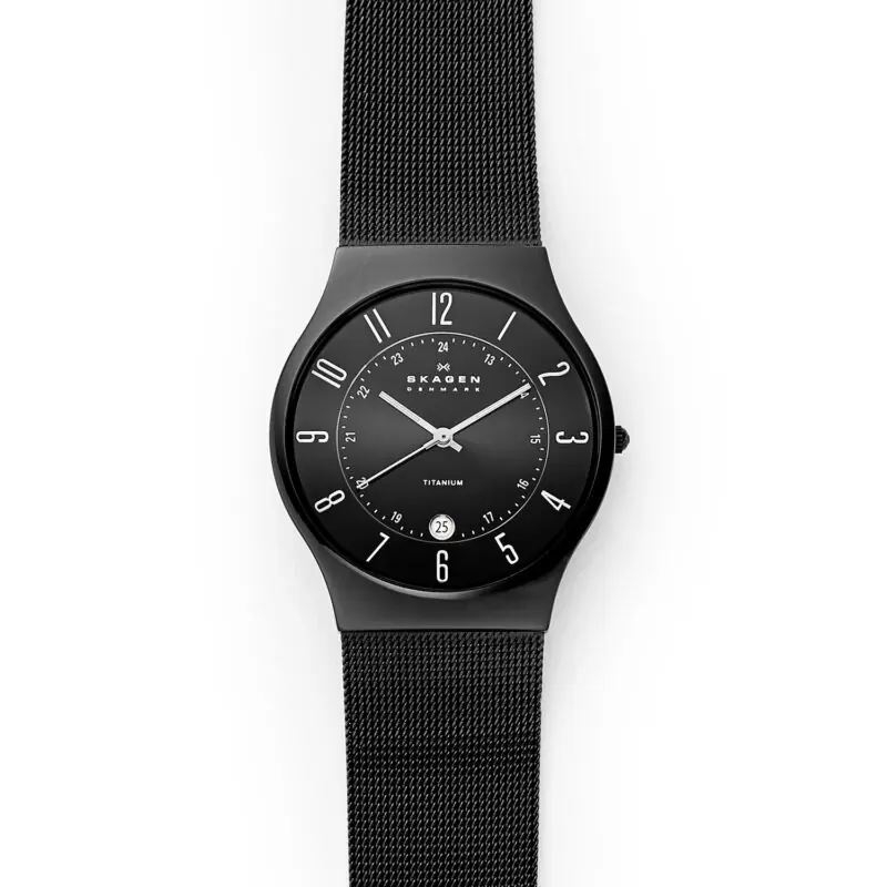Skagen Black Dial Titanium Stainless Steel Mesh Men's Watch (233XLTMB)