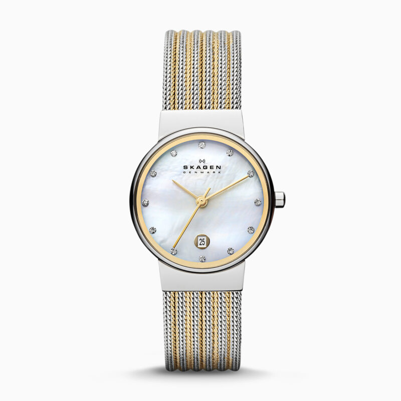 Women's Skagen Ancher Date Display Mesh Watch 355SSGS - Tia