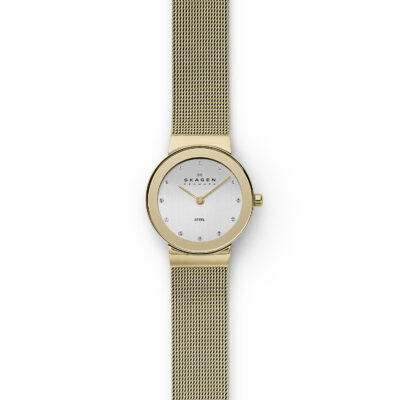 Women's Gold Skagen Freja Mesh Crystallized Watch 358SGGD - Tia