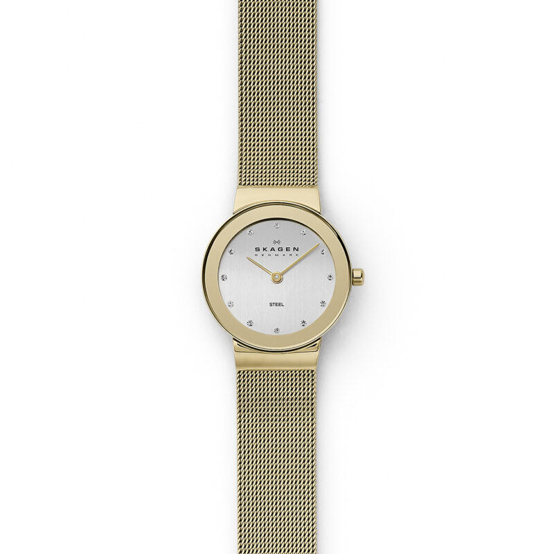 Women's Gold Skagen Freja Mesh Crystallized Watch 358SGGD - Tia