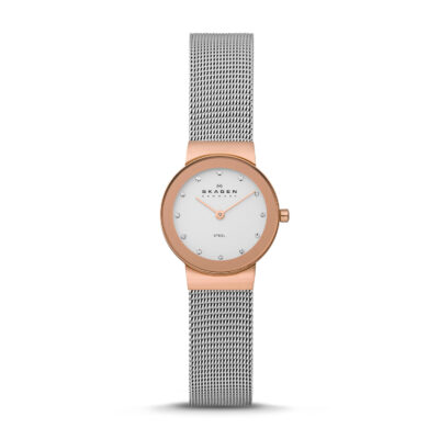 Skagen Freja White Dial Stainless Steel Ladies Watch 358SRSC UPC ... - Tia