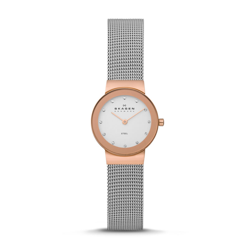 Skagen Freja White Dial Stainless Steel Ladies Watch 358SRSC UPC ... - Tia
