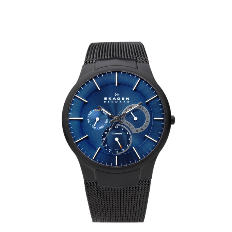 Skagen Men's Chronograph Blue Dial Black Mesh Bracelet Watch 809XLTBN