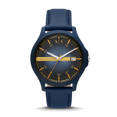 Armani Exchange hampton leather Strap blue dial quartz ax2442 Men's watch
