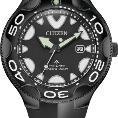 Citizen Promaster Eco-Drive Orca Polyurethane Strap Black Dial Diver's BN0235-01E 200M Men's Watch