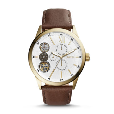 Fossil BQ2218 Flynn White Dial Leather Strap Mechanical ... - eBay - Tia