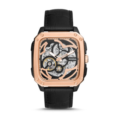 Fossil Inscription Automatic Black Skeleton Dial Men's Watch BQ2572 - Tia