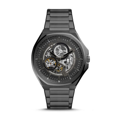 Evanston Automatic Black Stainless Steel Watch - BQ2621 - Fossil - Tia