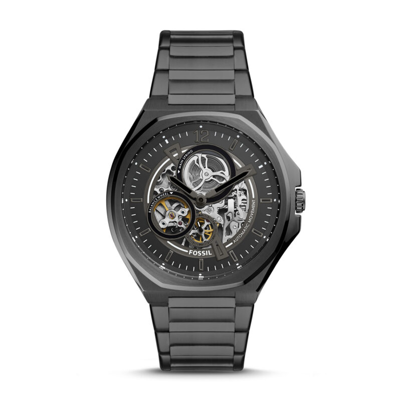 Evanston Automatic Black Stainless Steel Watch - BQ2621 - Fossil - Tia