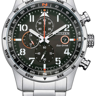 Citizen Eco-Drive Chronograph Stainless Steel Black Dial CA0790-83E 100M Men's Watch