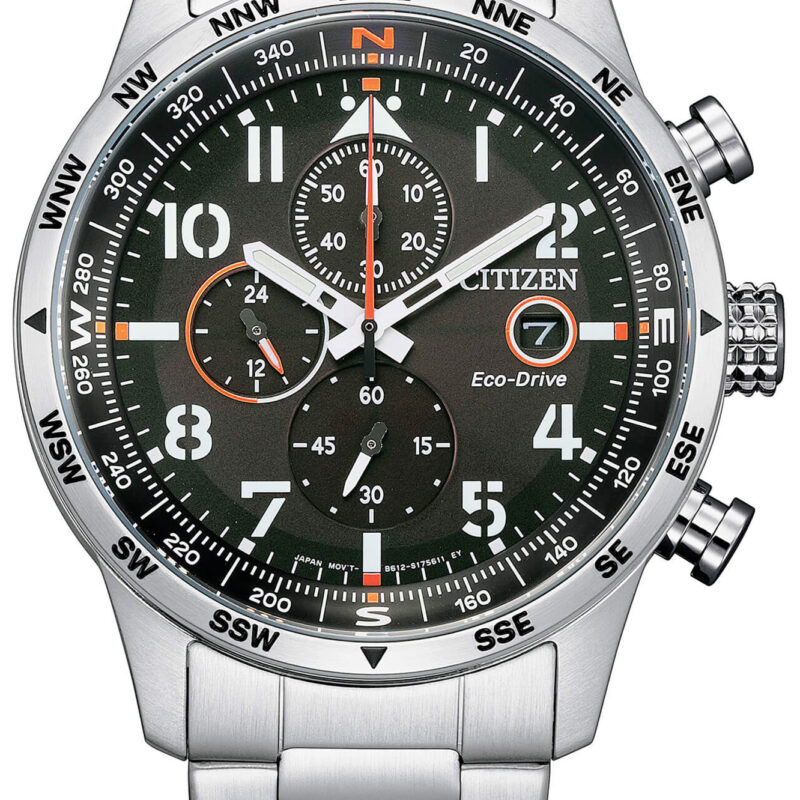 Citizen Eco-Drive Chronograph Stainless Steel Black Dial CA0790-83E 100M Men's Watch
