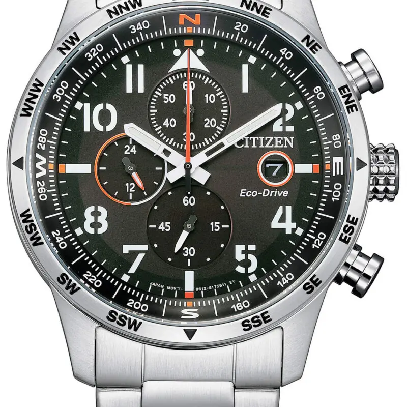 Citizen Eco-Drive Chronograph Stainless Steel Black Dial CA0790-83E 100M Men's Watch