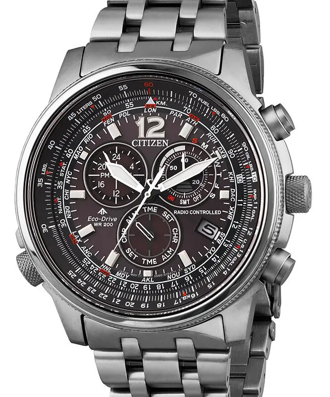 Citizen Promaster Sky Radio Controlled Chronograph Stainless Steel Black Dial Eco-Drive CB5860-86E 200M Men's Watch