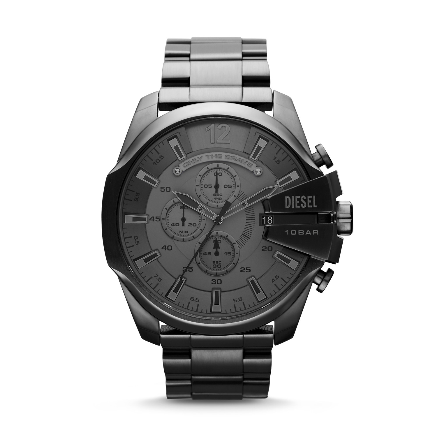 Diesel Mega Chief Men's 51mm Chronograph Watch in Gunmetal IP Stainless Steel with Grey Dial (DZ4282)