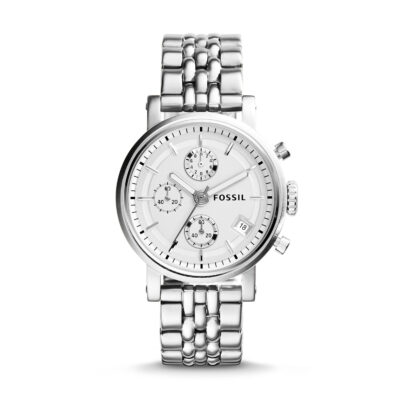 Women's Boyfriend ES2198 Silver Stainless-Steel Quartz Fashion Watch - Tia