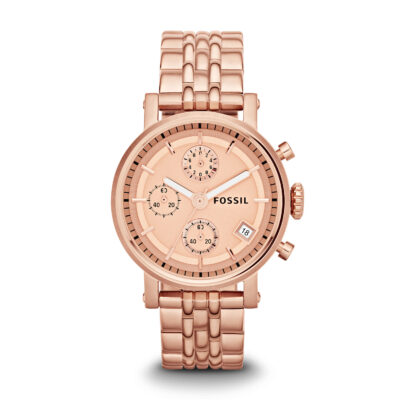 Fossil Women's Chronograph Original Boyfriend Rose Gold-Tone ... - Macy's - Tia