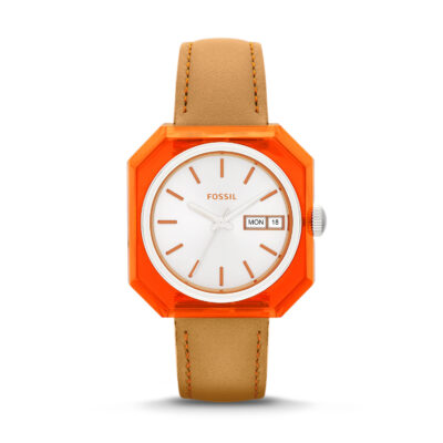 Fossil ES3537 Candy Women's Watch White Dial & Brown Leather Strap - Tia