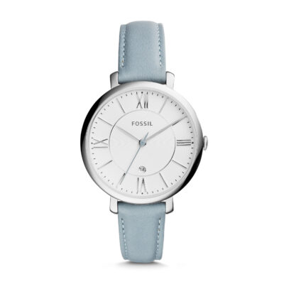 Women's Fossil Jacqueline Blue Leather Strap Watch ES3821 - Tia