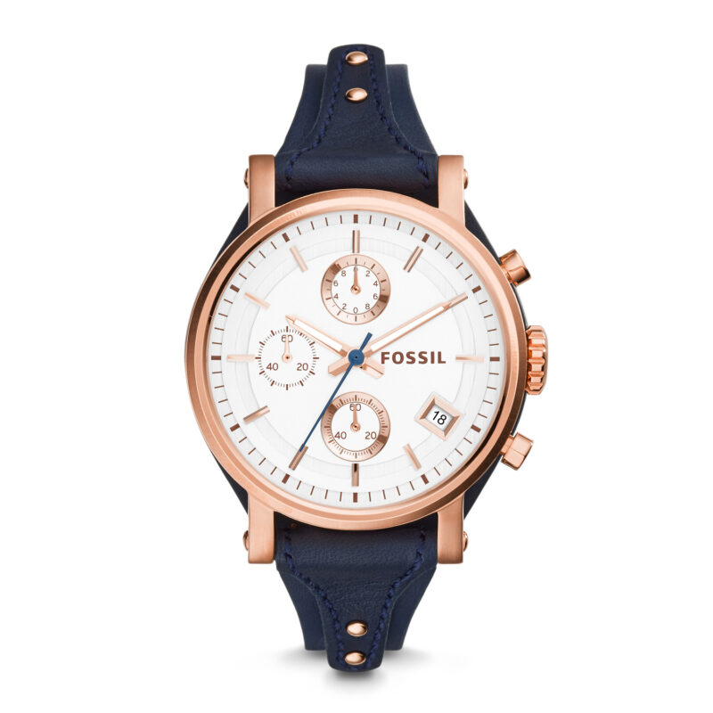 Original Boyfriend Chronograph Navy Leather Watch - ES3838 - Fossil - Tia
