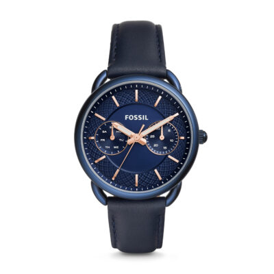 Women's Fossil Tailor Blue Leather Strap Watch ES4092 - Tia