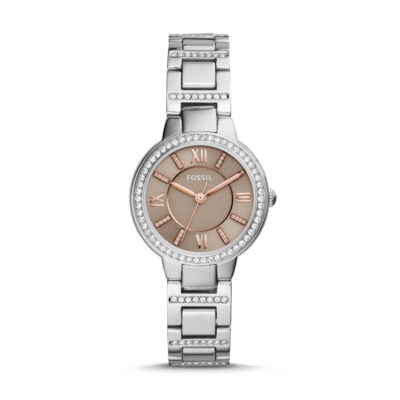 Women's Fossil Virginia Crystal Steel Link Watch ES4147 - Tia