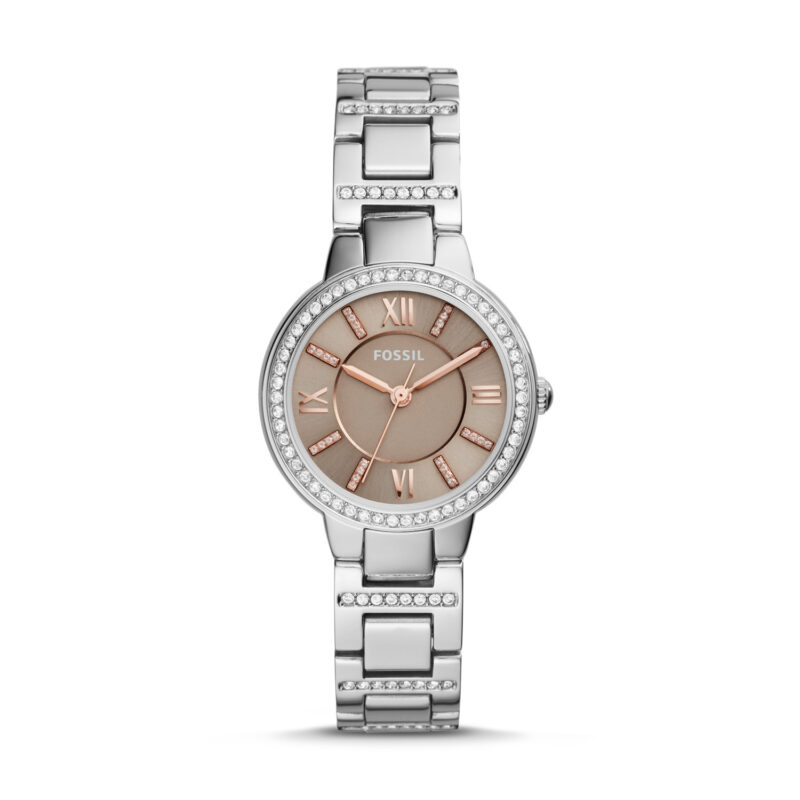 Women's Fossil Virginia Crystal Steel Link Watch ES4147 - Tia