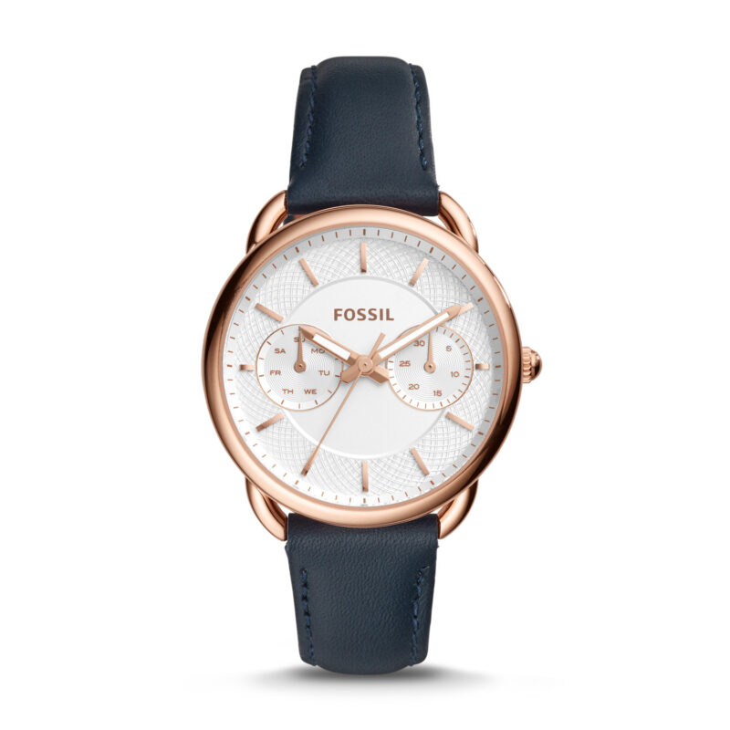 Fossil Women's Tailor Multifunction Blue Leather Strap Watch ES4260