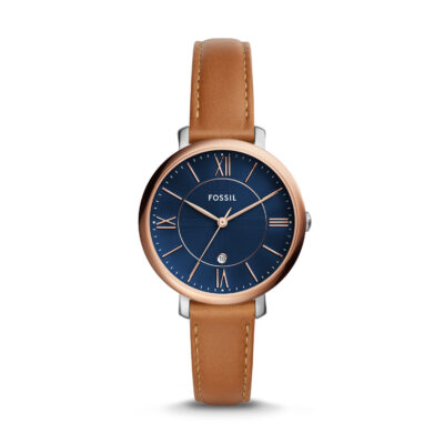 Jacqueline Three-Hand Date Luggage Leather Watch - ES4274 - Fossil - Tia