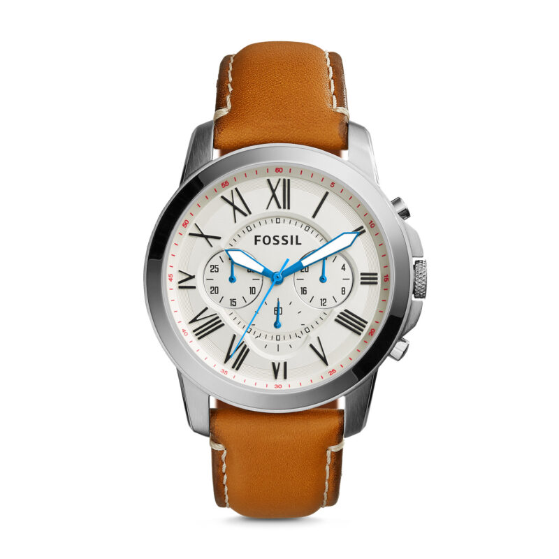 Fossil Grant Chronograph Navy Leather Watch - FS5061