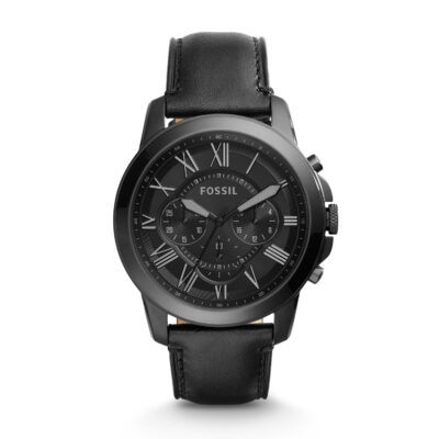 Fossil Men's Fossil Grant Chronograph Black Leather Watch FS5132