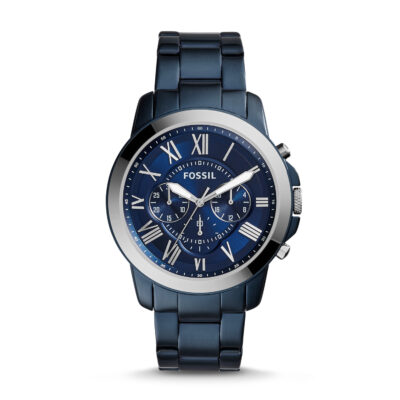 Fossil Men's Fossil Nate Blue Steel Band Chronograph Watch FS5230