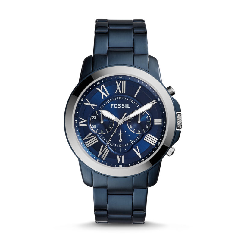 Fossil Men's Fossil Nate Blue Steel Band Chronograph Watch FS5230